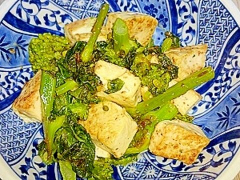 菜の花と豆腐のごまドレッシング炒め